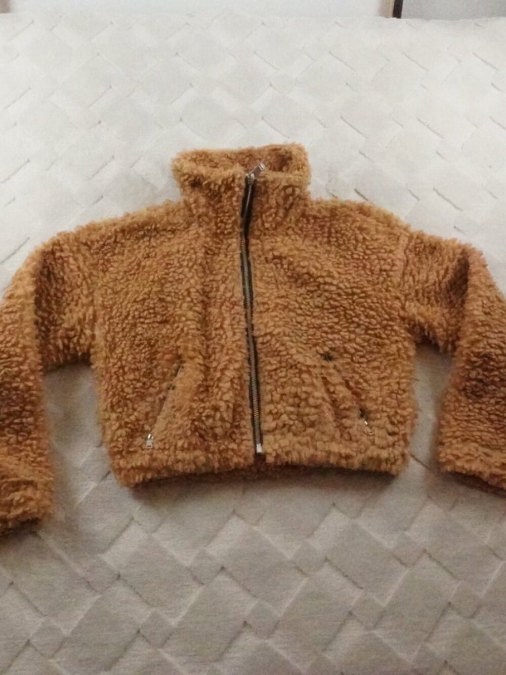 Abercrombie & Fitch Sherpa Fleece Jacket Womens Medium Full Zip Teddy Jacket